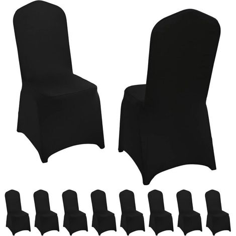 Set of 10 Black Stretch Spandex Chair Covers for Wedding, Dining Room, Universally Applicable for Weddings, Events, Banquets, Parties and Celebrations (1/4)