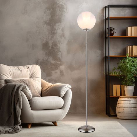 LED Stehleuchte Glaskugel Standlampe verchromt Wohnzimmerleuchte stehend, Fußschalter, 4W 320lm warmweiß, DxH 25x154,5 cm