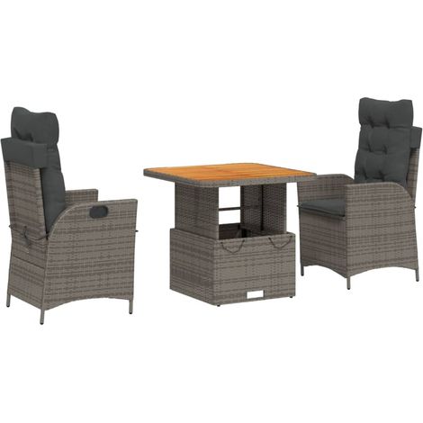 Maison Exclusive - Set comedor de jardín 3 piezas con cojines rat