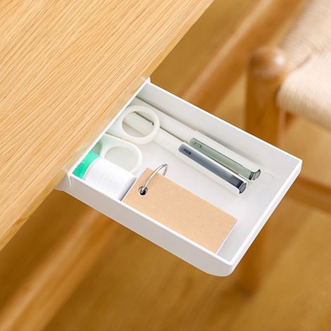 Organisateur de bureau blanc ABS, rangement pour fournitures de bureau et accessoires de papeterie (1/5)