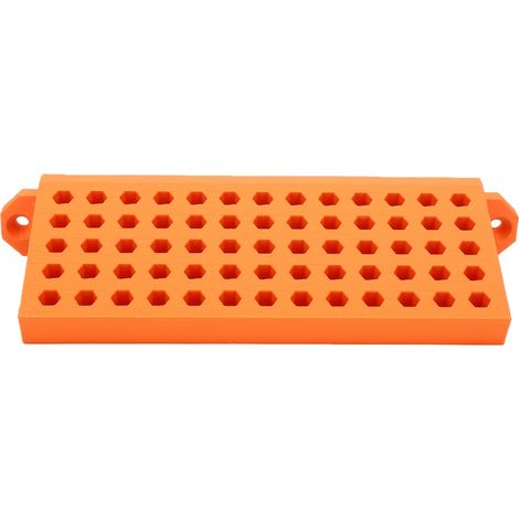 Organisateur de forets hexagonal 1/4 pouce, support pour 65 trous, rangement polyvalent et peu encombrant, orange (1/5)
