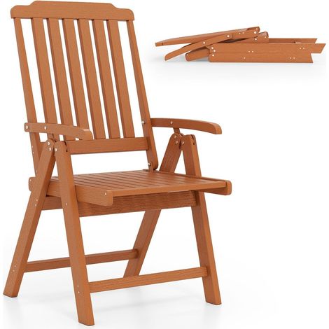 Sedia da giardino pieghevole schienale alto resistente alle intemperie marrone