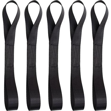 Lot de 5 boucles d'arrimage doubles - 20 x 2,5 cm - Extrêmement durables - Passants de sangle - Sangle de maintien - Sangles d'arrimage pour la fixation de vélos dans la remorque et le (1/5)