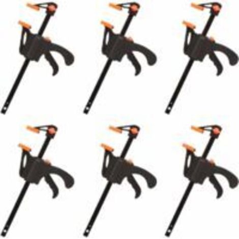 Lntyq Lot de 6 Serre-joints en Forme de F, Serre Joint avec Serrage Rapide et Facile, Outils à Main pour Menuiserie(4pouces)
