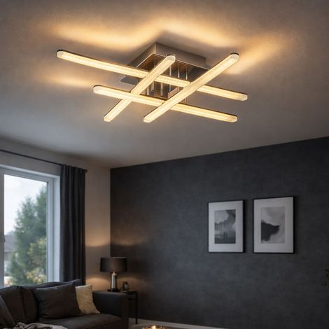 Lampada da soffitto Lampada da sala da pranzo Lampada da soggiorno Lampada di design, metallo cromato opaco, 1x LED 6W 390Lm bianco caldo, LxLxH 55x55x11.5cm