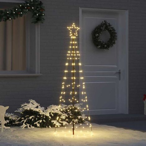 Arbre de Noël LED avec piquets au sol Blanc chaud 250 cm Fer (1/5)