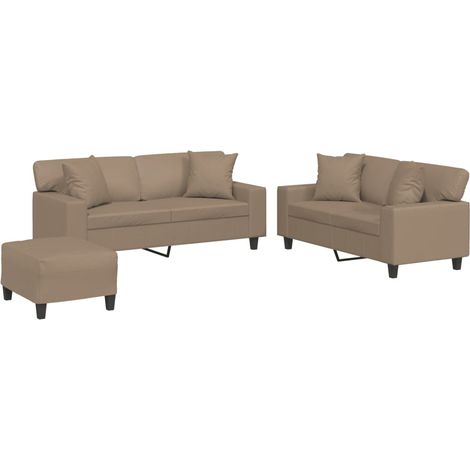 Maison Exclusive - Set di Divani 3 pz con Cuscini Cappuccino in Similpelle