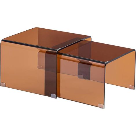 Set di 2 tavolini impilabili rettangolari lénia color ambra - Atmosphera créateur d'intérieur (1/3)