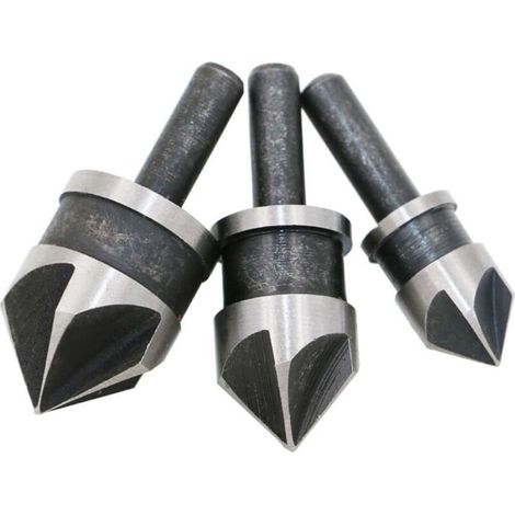 Set of 3 HSS Chamfering Cutter Bits 6.35 12mm/16mm/19mm----Round - (1/5)