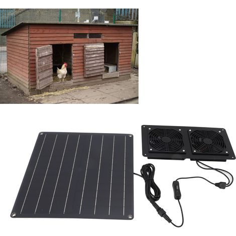 Panneau Solaire 20W Ventilateur d'Extraction avec Interrupteur Contrôle pour Niches de Chiens Extérieures Refroidissement-AUTRES (1/5)
