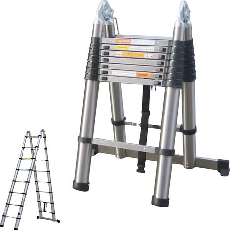 Échelle télescopique, rangement compact, acier inoxydable durable, 5M (1/5)