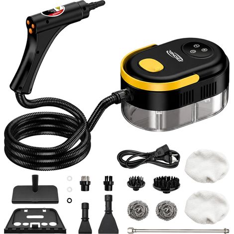 Pulitore a vapore multifunzione 1500W, senza chimici, cucina bagno auto, 6 livelli, kit 14 accessori, spina UE