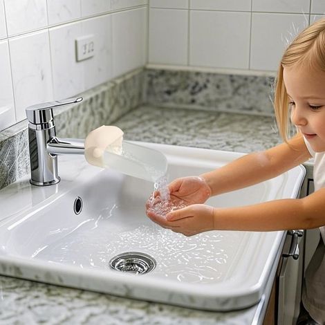 Prolunga per rubinetti da bagno Prolunga per rubinetti per bambini per bagno, cucina e vasca da bagno (Albicocca) (1/5)