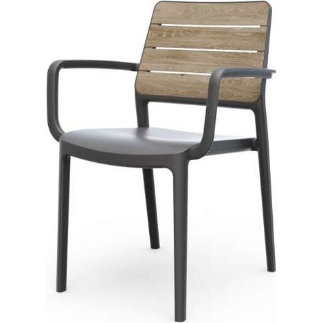 Keter Sedia Porto Grafite - Schienale Effetto Legno - 56,6x53,5x82h cm