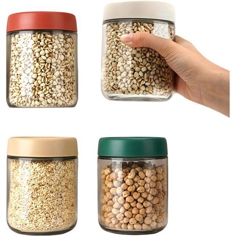 Joghurtbecher für Overnight Oats Joghurtbecher Vorratsgläser Joghurtbecher zum Mitnehmen 500 ml 4er Set mit Deckel Salate Frühstücksflocken Snack (1/5)