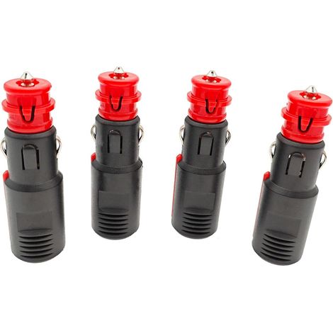 Lot de 4 prises allume-cigare mâles DC 12 V/24 V avec fusible 8 A pour camping-car, bateau, moto, camion, camionnette, automobiles (1/5)