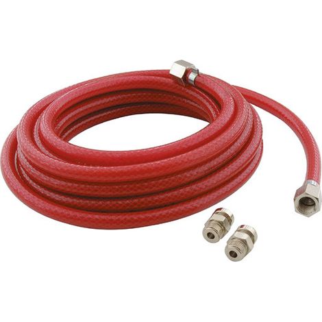 Mecafer - Tuyau PVC rouge 6x11 10m - 1/4F + 2 embouts baïonnette