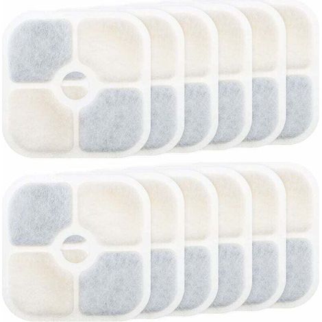 12 Stück Ersatzfilter für Trinkbrunnen für Haustiere, kompatibel mit Catit PIXI 43717, Zubehör für Wasserbrunnen und Wasserspender, 8,4 x 8,4 cm (1/4)