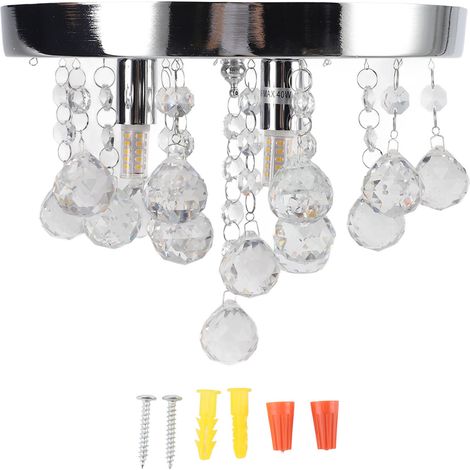 Ortviai Lustre en cristal suspendu plafonnier élégant pour salon ou chambre – diamètre 25 cm, acier inoxydable et cristaux
