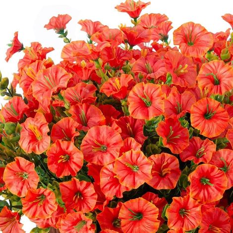 Lot de 10 fleurs artificielles d'automne résistantes aux UV pour pot de fleurs à suspendre pour maison, cuisine, jardin, porche, fenêtre (1/5)