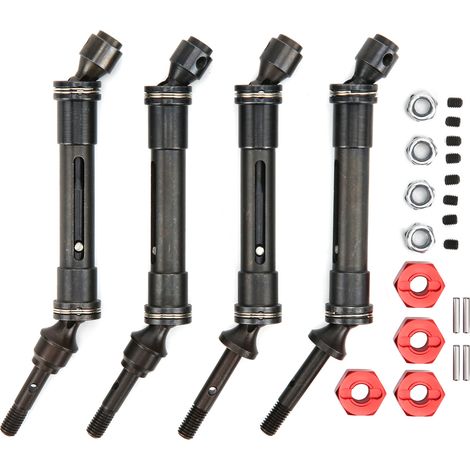 Arbre de transmission CVD en métal pour axe avant et arrière avec adaptateur TRAXXAS SLASH - Rouge (1/5)