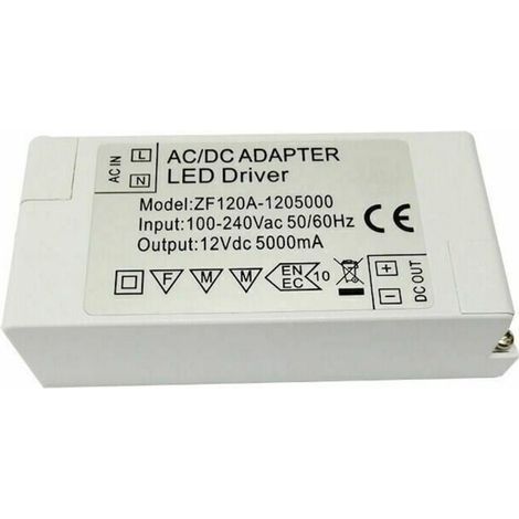Alimentation Led 12v, Transformateur Led 60w Ac 220v À 12v Dc 5a Transfo Led, Tension Constante Adaptateur Convertisseur Led Driver, Pour Bandes Led Et Ampoule Led Mr16 G4 Mr11 (Pack De 1) (1/4)