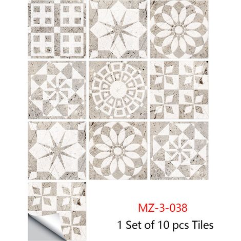 BEBUSINGOTO Stickers Carrelage Cuisine, 10 pièces Autocollant en Tuile Auto-Adhésif Sticker Imperméable en PVC Autocollants de Carreaux Carrelage Adhesif Mural pour Salle de Bains et Cuisine