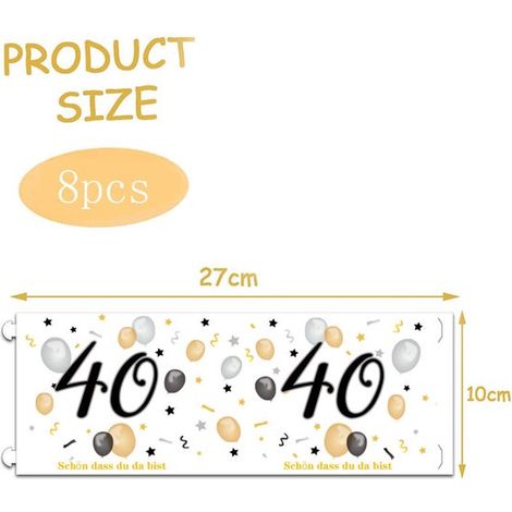 Juego de 8 portavelas decorativos de mesa para un 40 cumpleaños, decoración de mesa para un feliz cumpleaños, aptos para velas pequeñas, Blanco (1/5)