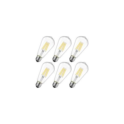 8W Ampoule LED Filament E27 ST64, Ampoule Edison, Equivalent à Ampoule Incandescente 60W, 2700K Blanc Chaud,Lot de 6 [Classe énergétique E] (1/5)