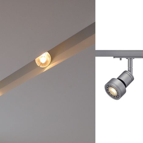 SLV monofase, Spot LED, faretto, Lampada a soffitto, Sistema a binari, Illuminazione da Interno / GU10, 50 W, Puri QPAR51 50W Grigio Argento (1/5)