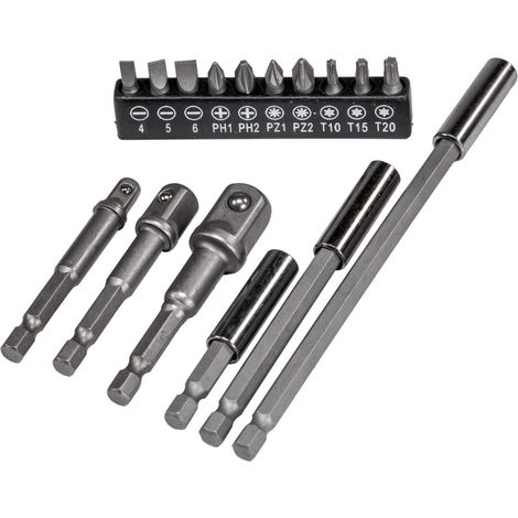Magnet Bithalter Stecknussadapter Bit-Set Sortiment 16 teilig Cr-V