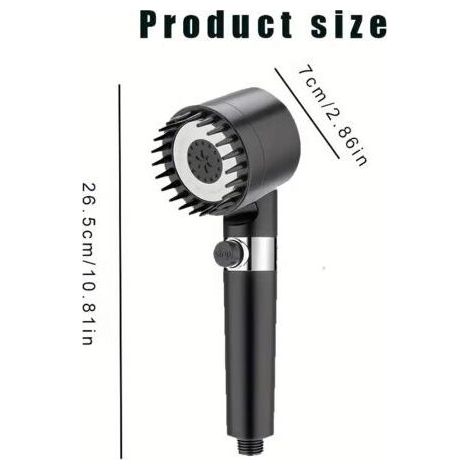 Pommeau de douche portable à pression réglable, 3 niveaux de débit, pommeau de douche massant rond, jet de douche, buse de douche, accessoire de salle de bain (1/5)