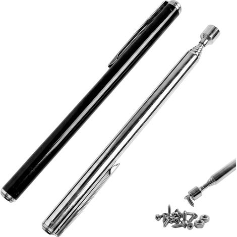 Lot de 2 Aimant Télescopique - 2 Pièces - Acier Inoxydable - Ramassage Vis et Boule de Pétanque - Bricolage et Jardin - 12,6 à 65 cm (1/5)