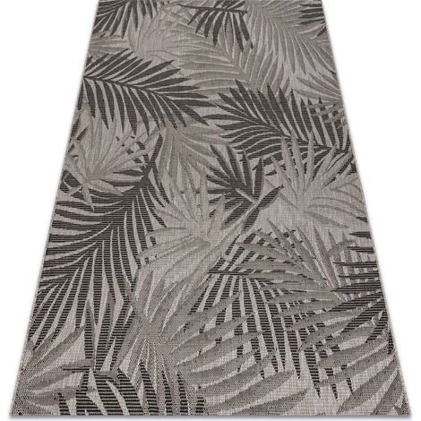 CARPET SIZAL FLOORLUX 20504 LEAVES silver / black JUNGLE beige 80x150 cm