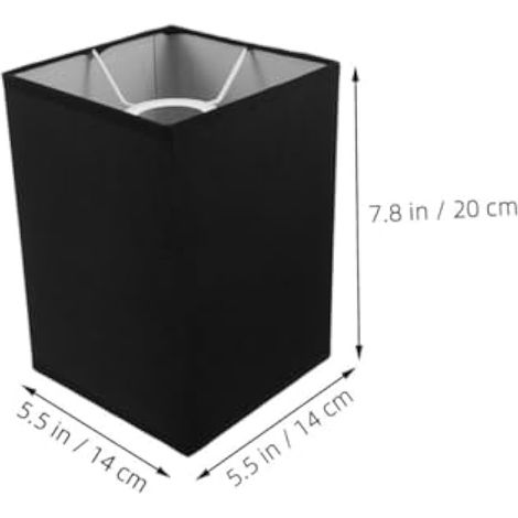 Lot de 2 abat-jours carrés en tissu pour ampoules, abat-jour décoratif en tissu noir avec ouverture de diffusion de la lumière et installation facile pour lampes de bureau et de table (1/5)