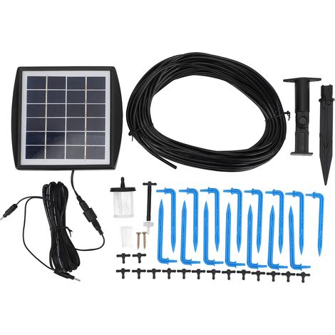 Ortviai Kit d’arrosage goutte à goutte solaire automatique 6 modes, 6 V / 2 W, étanche IP65, 15 m