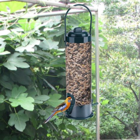 Hängender Futterspender für Wildvögel, durchsichtiger Kunststoff, 1 Stück, für den Außenbereich, wetterfester Samenbehälter. (1/5)