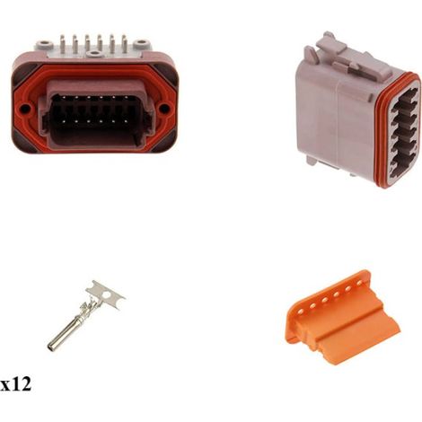 Kit Connecteur DT13 series femelle 12 Voies PCB Marron