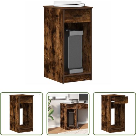 vidaXL Armoire informatique - Support de tour d'ordinateur et tiroir chêne fumé 35x45x77 cm (1/5)