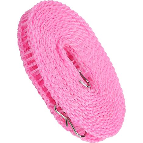 Corde à linge extérieure 5 m anti-glissante portable pour séchage rapide (rose) (1/5)
