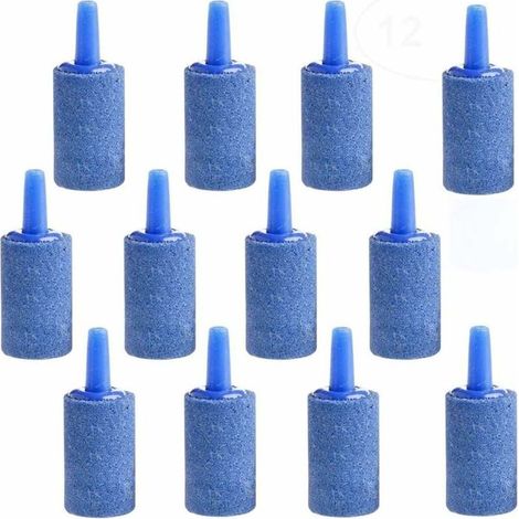 Bulle d'air Aérateur Pierre, Pierre à Air Aquarium, Minérale Pompe Diffuseur, pour Pompe d'Aquarium Et Bassin Hydroponique Pond Aquarium, 15 Mm x 25 Mm Bleu,,12Pcs