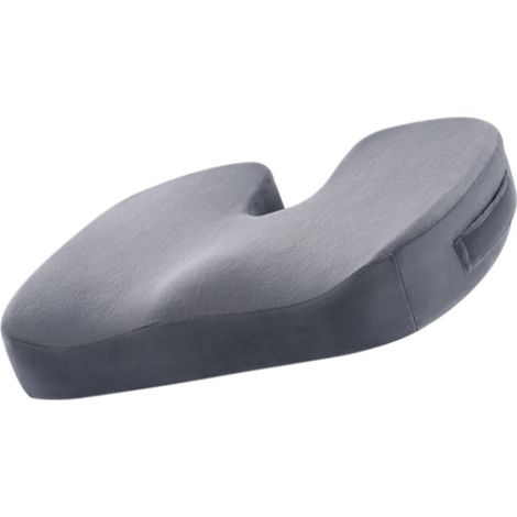 Coussin de siège en mousse à mémoire de forme en forme de U — Soutien des hanches à rebond lent pour le bureau, la voiture et les voyages (Gris, 45 cm x 36 cm x 5 cm) (1/5)