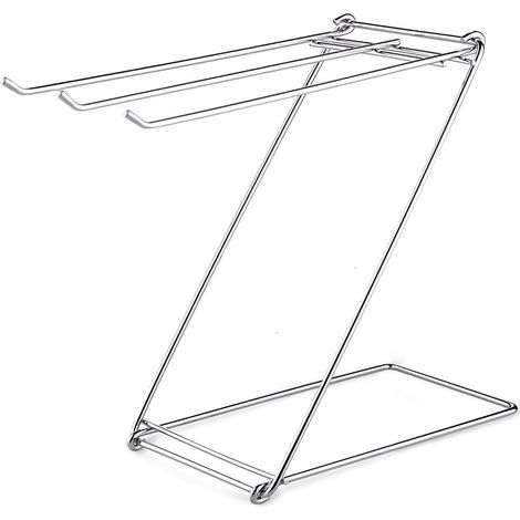 Porte-serviettes de sol pliable en acier inoxydable en forme de Z à 3 barres pour salle de bain et cuisine