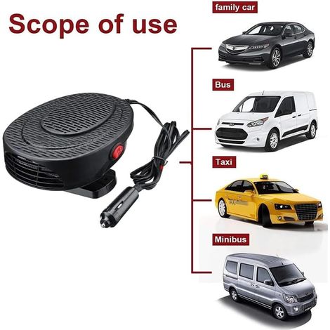Kit 2 in 1 per lo sbrinamento invernale dell'auto, ventola portatile da 12 V e 150 W, si collega all'accendisigari dell'auto e sbrina rapidamente il veicolo (1/4)