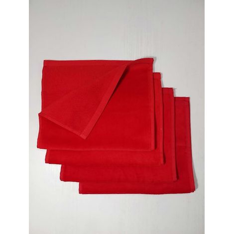 Serviettes en velours de coton rouge, ultra-douces et absorbantes, 28x46 cm, à l'usage des invités dans les salles de bains et les cuisines. (1/4)