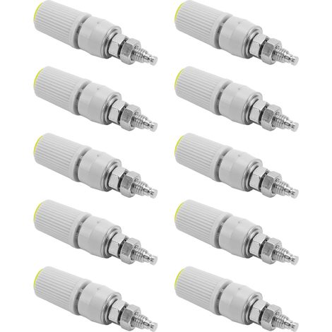 Lot de 10 bornes banane femelle 4mm, douille M5 en cuivre nickelé jaune pour équipements électroniques, connecteurs à souder. (1/5)