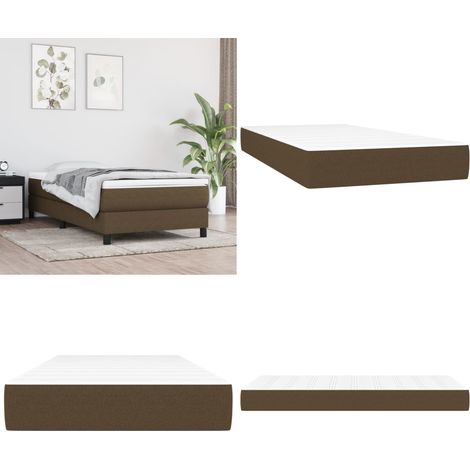 Colchón de muelles ensacados firmeza media tela marrón oscuro 100x200x20 cm - Firmeza media - Soporte de cama