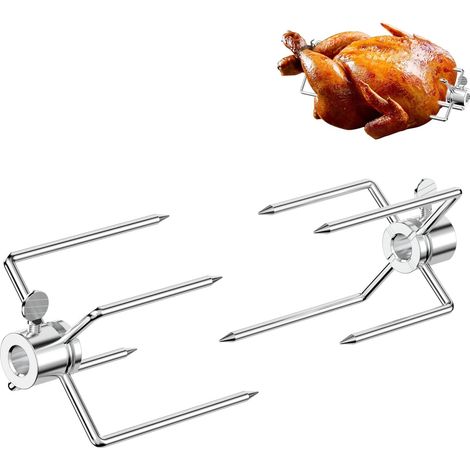 2 Pcs Fourchette Tourne Broche Fourchette à Barbecue pour Rôtissoire à Gril Outil pour Barbecue
