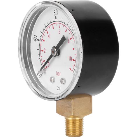 Manomètre à vide 0-160 psi / 0-11 bar avec double échelle pour eau, huile, gaz et liquides (1/5)