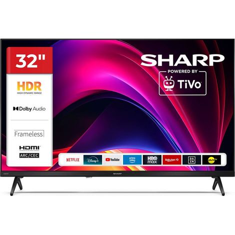 TV LED 32 pouces Sharp 32HE2745E Smart Powered by TiVo HDR Dolby Digital Noir
